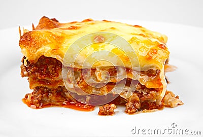 lasagna on white Stock Photo