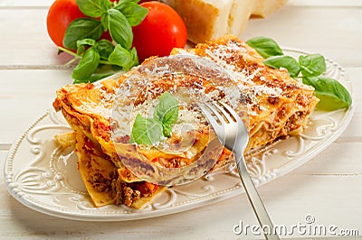 Lasagne with ragu Stock Photo