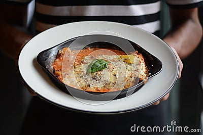 Lasagne, or the singular lasagn - Italian Cuisine Editorial Stock Photo