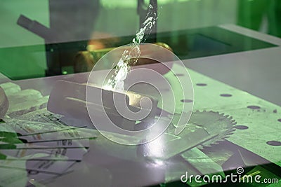 Laser cleaning of metal from rust. Rusty metal laser cleaning Stock Photo