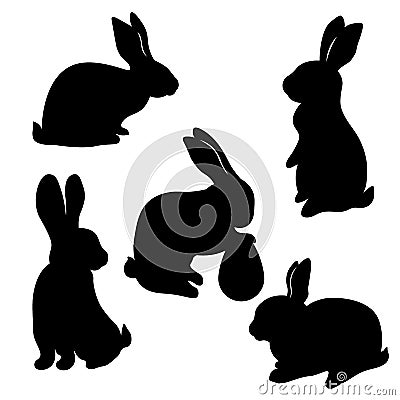 Laser cut Easter bunny rabbit. Set, fancy hare with laser cut for die cutting. Laser cutting rabbit template Vector Illustration