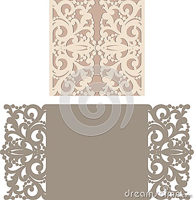 Laser cut envelope template for invitation wedding card Vector Illustration