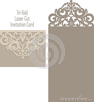 Laser cut envelope template for invitation wedding card Vector Illustration