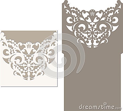 Laser cut envelope template for invitation wedding card Vector Illustration