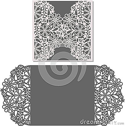 Laser cut envelope template for invitation wedding card Vector Illustration