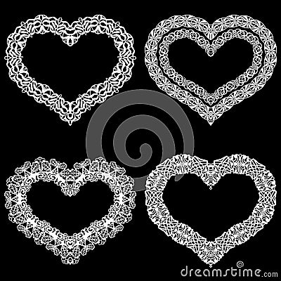 Laser cut frame in the shape of a heart with lace border. Vector Illustration