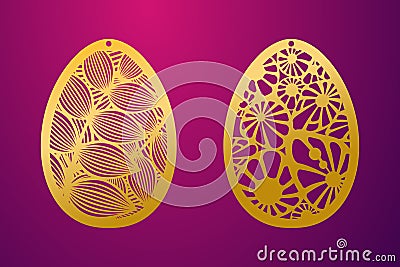 Laser Cut Happy Easter Egg. Vector stencil ornamental Easter egg Vector Illustration