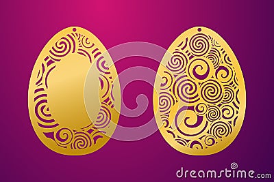 Laser Cut Happy Easter Egg. Vector stencil ornamental Easter egg Vector Illustration