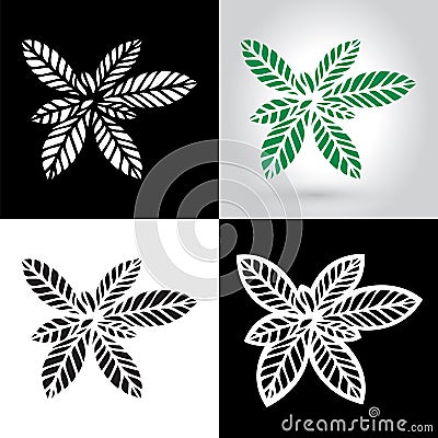Laser cut leaf logo, cutout paper leaves icon Vector Illustration