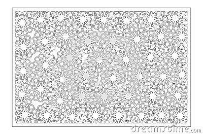 Laser cut panel. Decorative card for cutting. Flower Mandala Arabic art pattern. Ratio 2:3. Vector illustration Vector Illustration