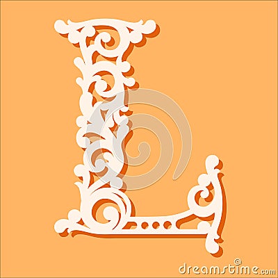 Laser cut template. Initial monogram letters. Fancy floral alphabet letter. Vector Illustration