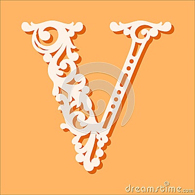 Laser cut template. Initial monogram letters. Fancy floral alphabet letter. Vector Illustration