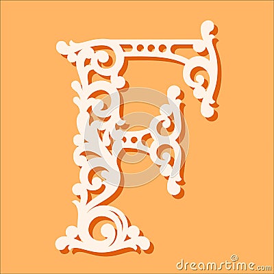 Laser cut template. Initial monogram letters. Fancy floral alphabet letter. Vector Illustration