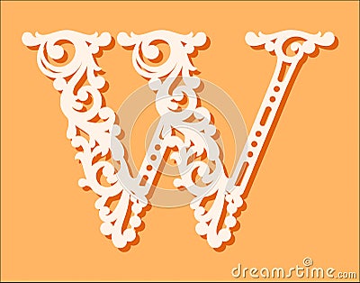 Laser cut template. Initial monogram letters. Fancy floral alphabet letter. Vector Illustration