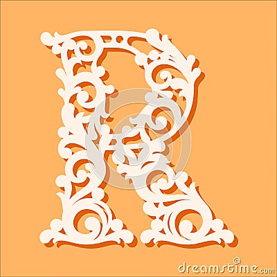 Laser cut template. Initial monogram letters. Fancy floral alphabet letter. Vector Illustration