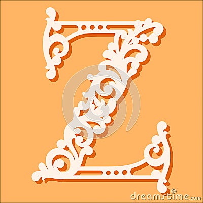 Laser cut template. Initial monogram letters. Fancy floral alphabet letter. Vector Illustration