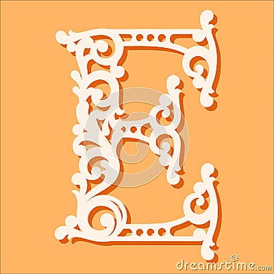 Laser cut template. Initial monogram letters. Fancy floral alphabet letter. Vector Illustration