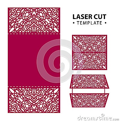 Laser cut vector envelope card with abstract ornament. Vector Illustration