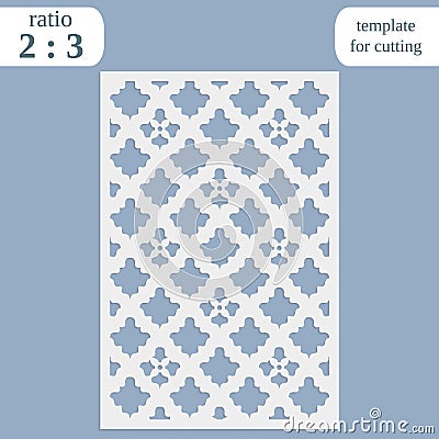 Laser cut wedding card template, paper openwork greeting card Vector Illustration