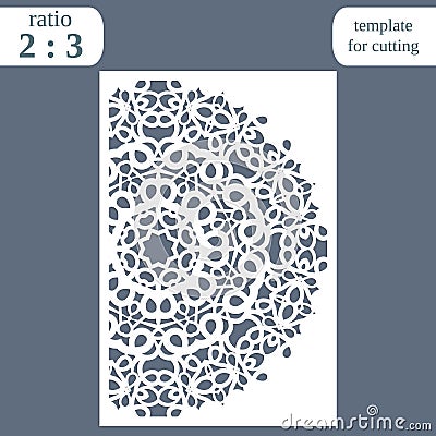 Laser cut wedding card template, paper openwork greeting card, template for cutting, lace invitation, lasercut metal panel Vector Illustration