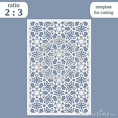 Laser cut wedding card template, paper openwork greeting card, template for cutting Vector Illustration