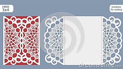 Laser cut wedding invitation card template vector. Die cut paper card with abstract pattern. Vector Illustration