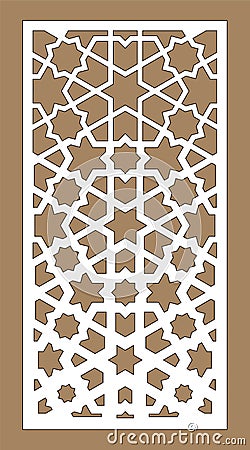 Laser cutting. Arabesque decorative vector panel. Template for interior partition in arabic style. Laser cutting design Vector Illustration