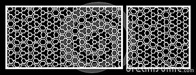 Laser cutting template for decorative panel. Abstract random hexagon pattern. Vector illustration. Cartoon Illustration