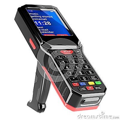 Laser Data Collection Terminal Scanner, Bar Code Scanner. 3D rendering Stock Photo