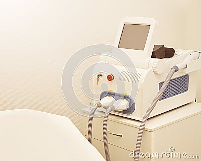 Laser elos medical device. Remove unwanted hair and asteriks. Cosmetology spa procedure at salon. Depilation equipment Stock Photo