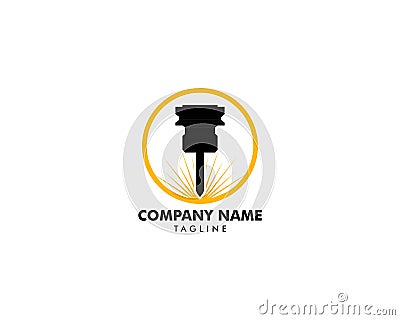 Laser engraving machine vector design logo template Vector Illustration