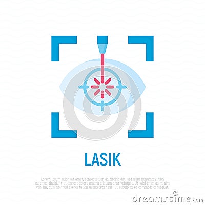 Laser eye surgery flat icon. Ophthalmology. Lasik vision correction. Vector Illustration