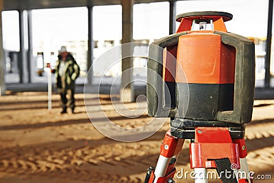 Laser levelling equipment at construction site Stock Photo