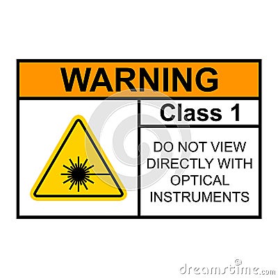 Laser radiation danger class 1 label icon, safety information symbol vector illustration Vector Illustration