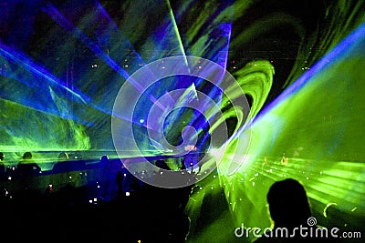 Laser show rave party Stock Photo