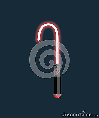 Laser sword powerless. Glowing saber impotent. future Weapons Vector Illustration