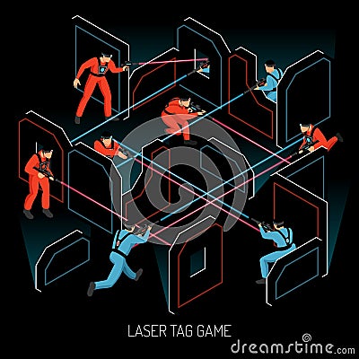 Laser Tag Isometric Composition Vector Illustration