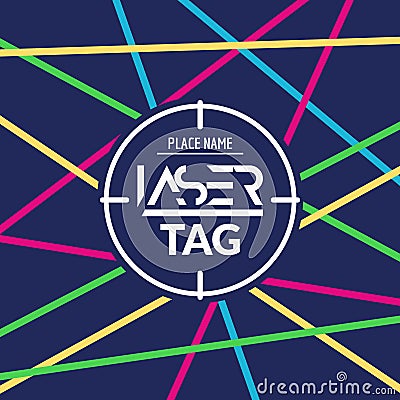 Laser tag target game poster flyer. Vector lasertag banner for fun party. Vector Illustration