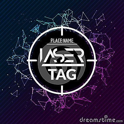 Laser tag target game poster flyer. Vector lasertag banner for fun party. Vector Illustration