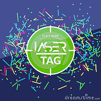 Laser tag target game poster flyer. Vector lasertag banner for fun party. Aim shot poster Vector Illustration