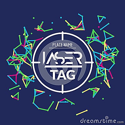 Laser tag target game poster flyer. Vector lasertag banner for fun party. Aim shot poster Vector Illustration
