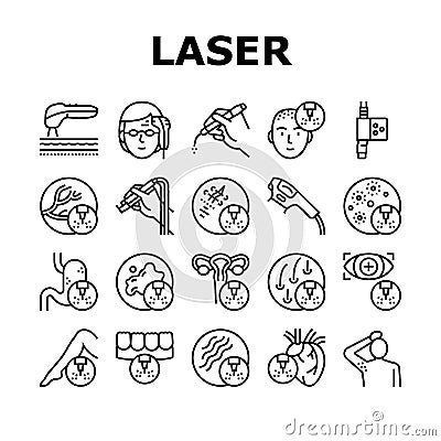 Laser Therapy Service Collection Icons Set Vector Vector Illustration