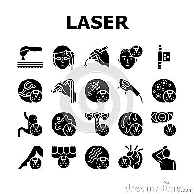 Laser Therapy Service Collection Icons Set Vector Vector Illustration