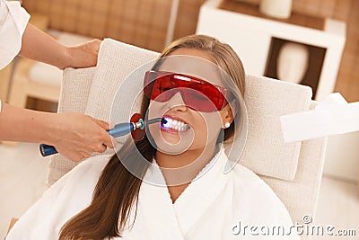 Laser tooth whitening Stock Photo