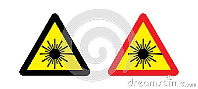 Laser In Use Sign and Symbol. Caution: Invisible Laser Radiation Label. Vector Illustration