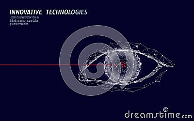 Laser vision correction 3D medical concept. Abstract human iris modern operation surgery technology low poly. Triangles Vector Illustration