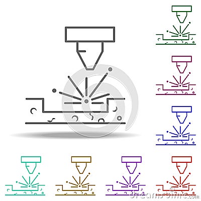 Laser wood cutting icon. Elements of Laser in multi color style icons. Simple icon for websites, web design, mobile app, info Stock Photo