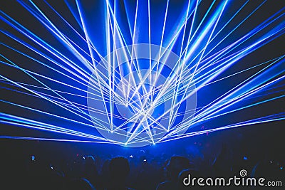 Lasers at a rave, party, club Stock Photo