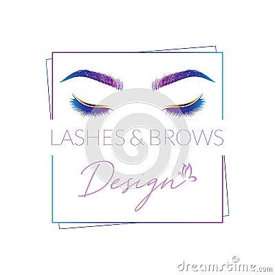 Eyelashes and Eyebrows make up design logo, Vector logo design for beauty salon Vector Illustration