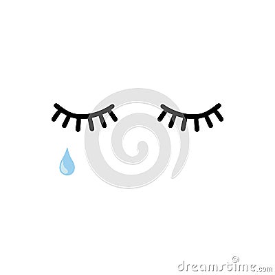 Lashes with tear vector illustration on white background Vector Illustration